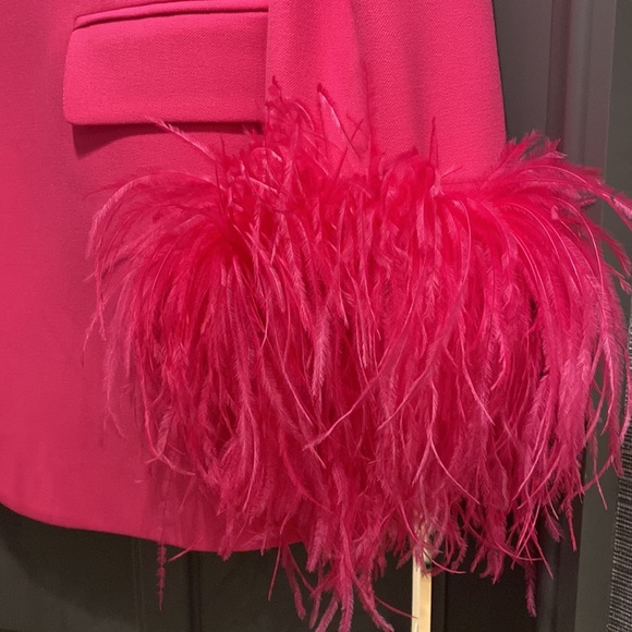 💕💖 HOT ITEM!!! ZARA Hot Pink Blazer with Feather Sleeve!! - Picture 6 of 7